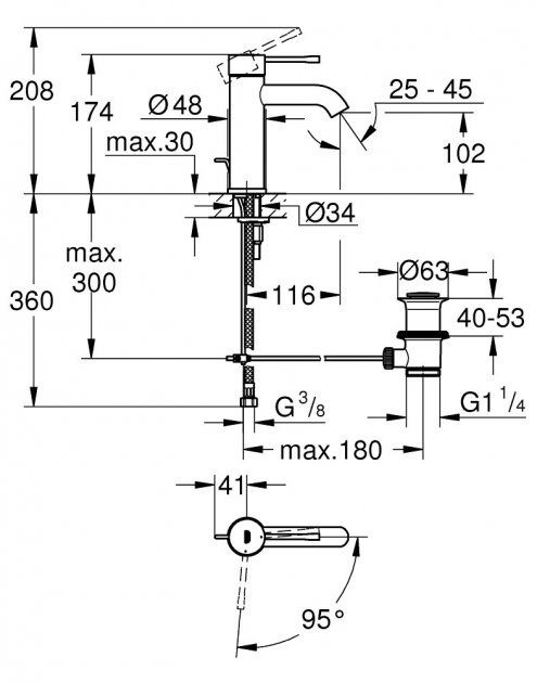 Змішувач для умивальника S-Size Essence New 23591001 Grohe - Зображення 197080-b6c01.jpg