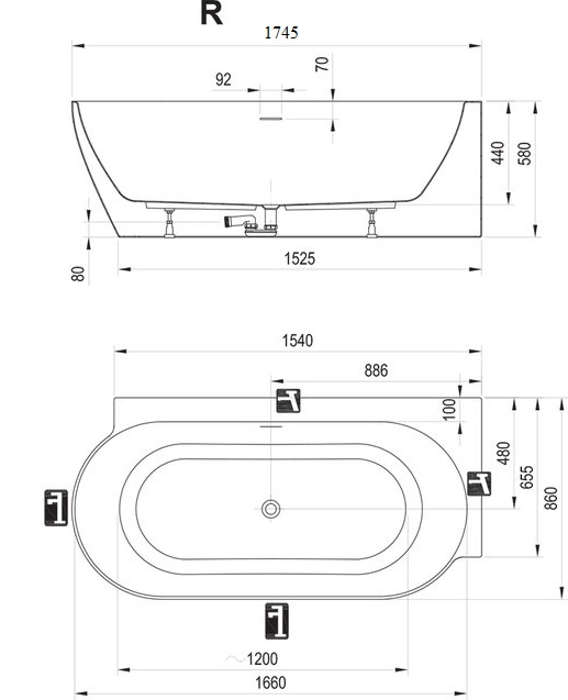 Ванна FREEDOM Corner II Tec R 175x86 CC81000000 RAVAK - Зображення 197428646-63e33.jpg