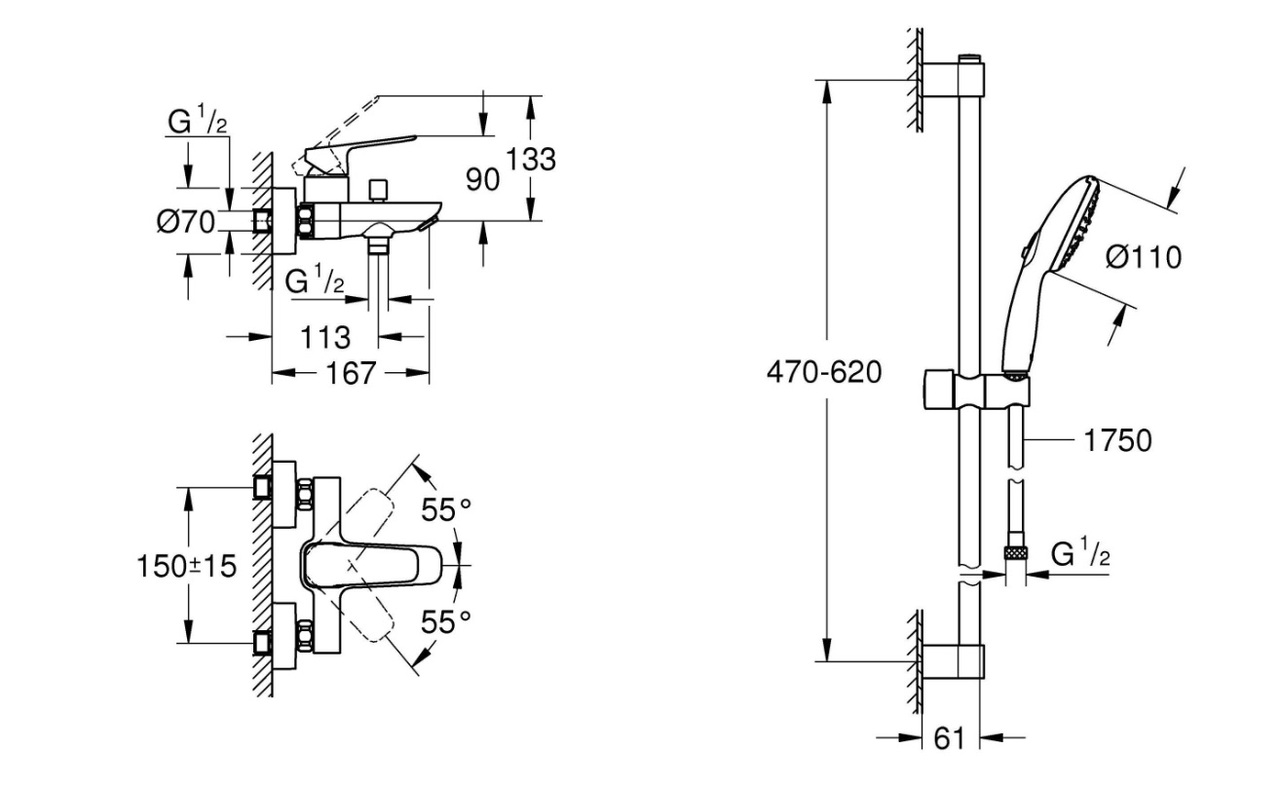 Комплект Смеситель для ванны Cubeo + Душевой набор Tempesta 110 BF101813TR Grohe - Зображення 197597388-35385.jpg