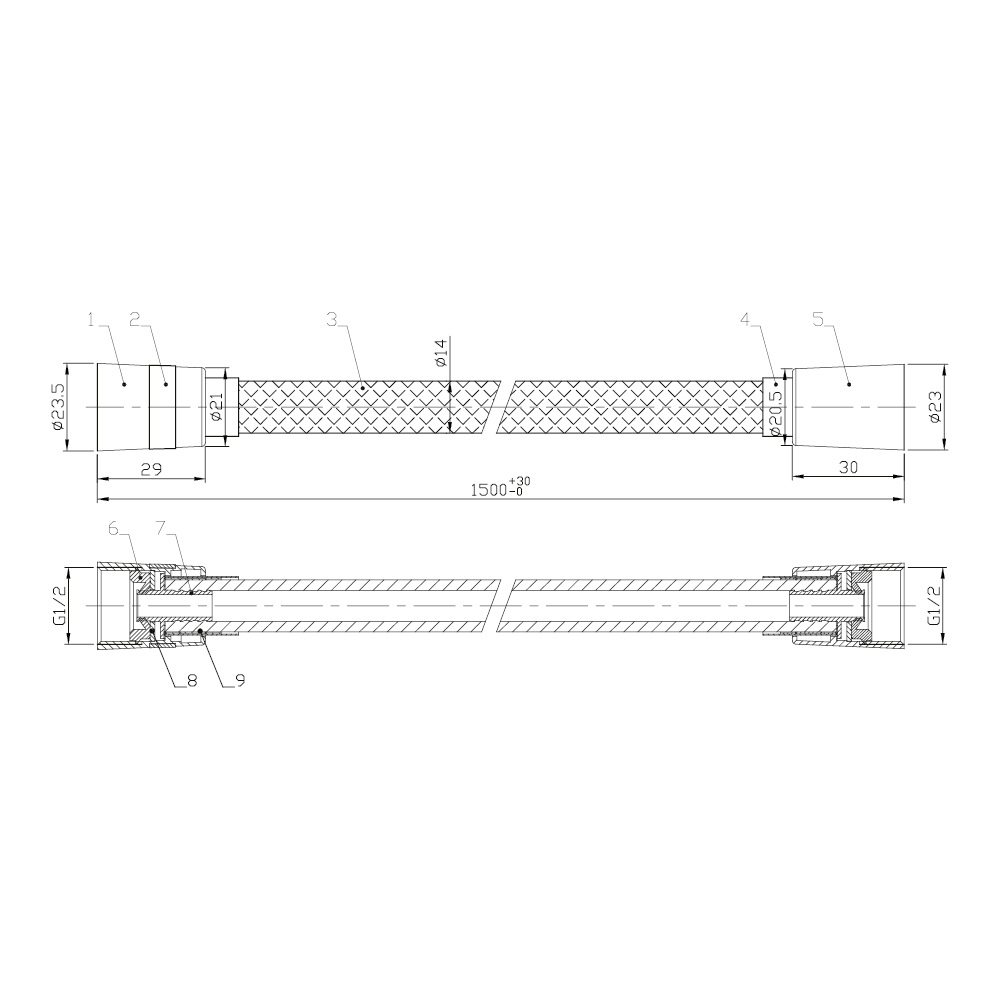 Душевой шланг 1500 мм золотой брашированный 040100GN EMPORIA - Зображення 197671937-e1378.jpg