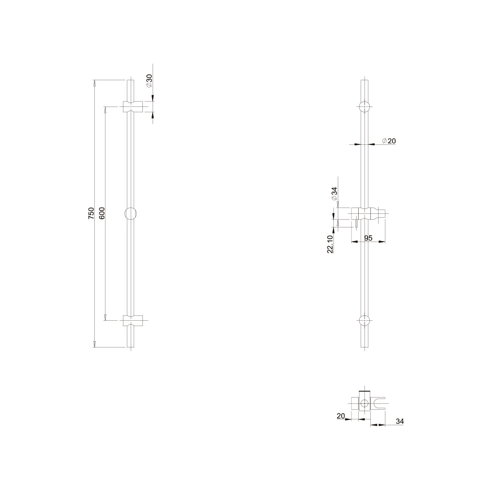 Душевая стойка 750 мм золотой брашированный 040180GN Emporia - Зображення 197699952-d7198.jpg