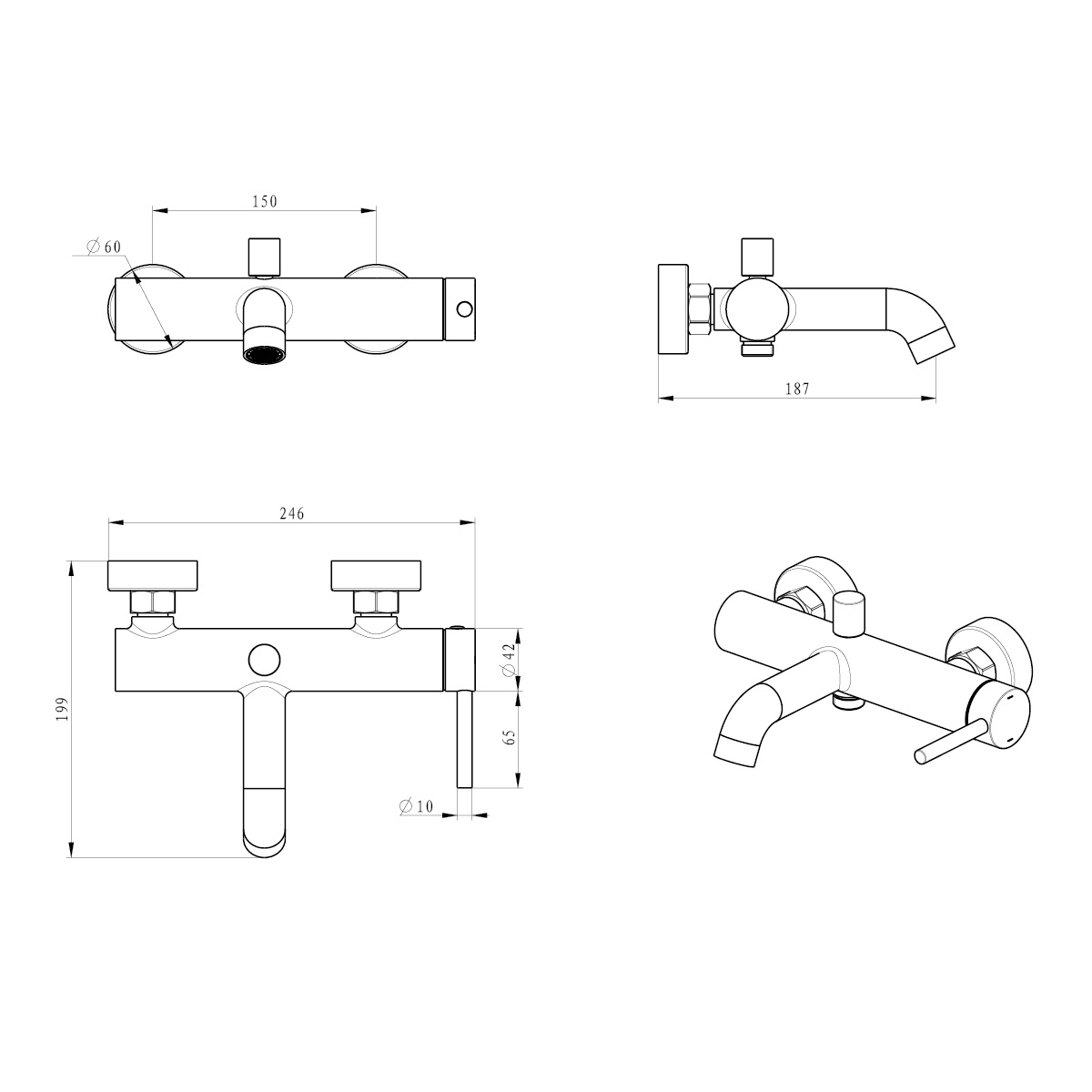Смеситель для ванны FLY gun metal 03030BN EMPORIA - Зображення 197721852-a0cba.jpg