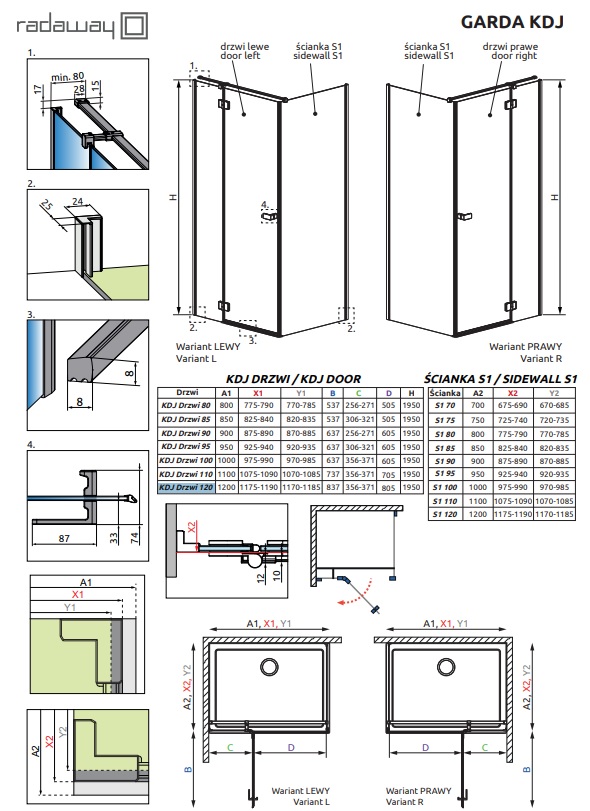 Душові двері Garda Black KDJ120 праві RADAWAY - Зображення 199813061-a7222.jpg