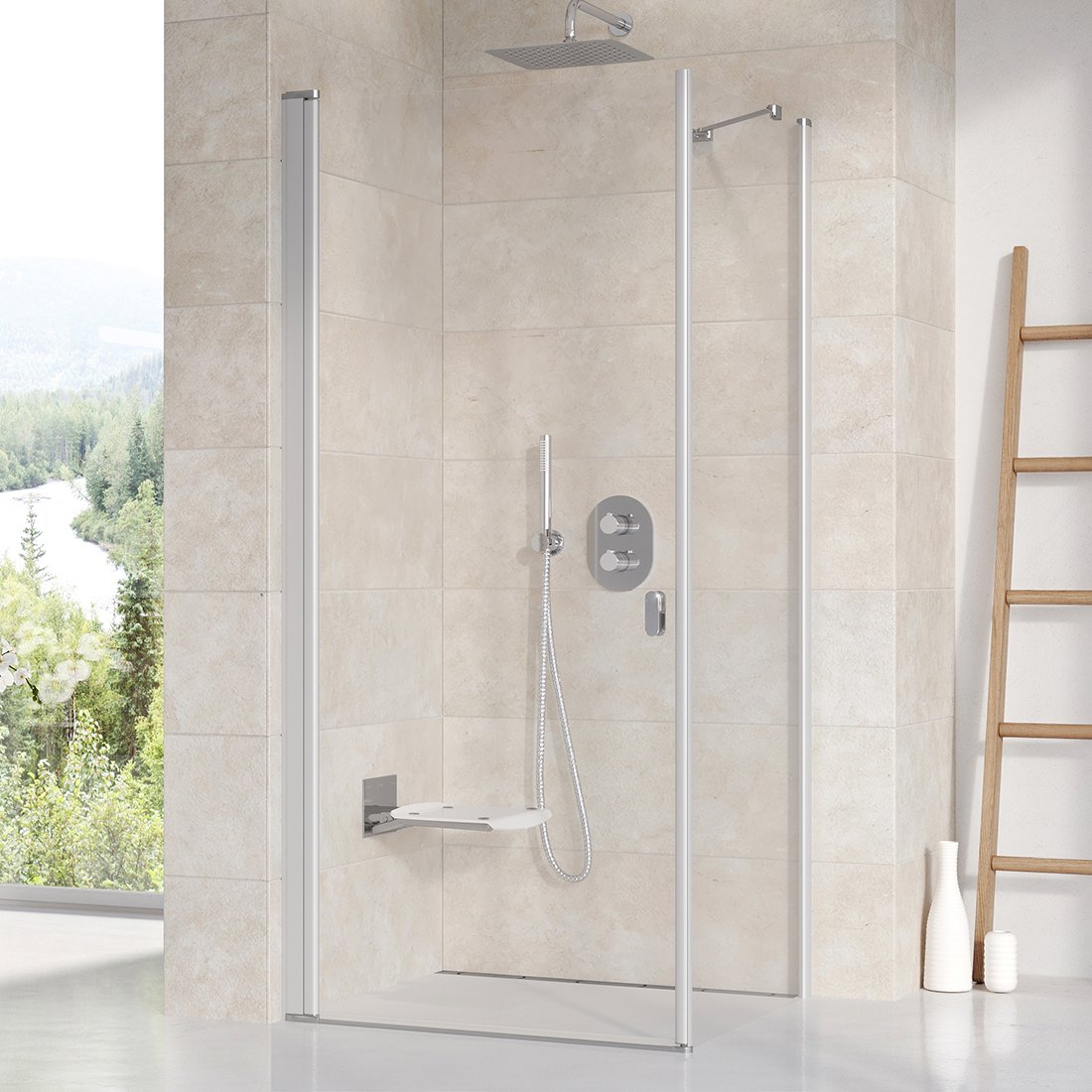 Душова кабіна (половина) прямокутна CRV1-100 Transparent, (1QVA0U01Z1) RAVAK - Зображення