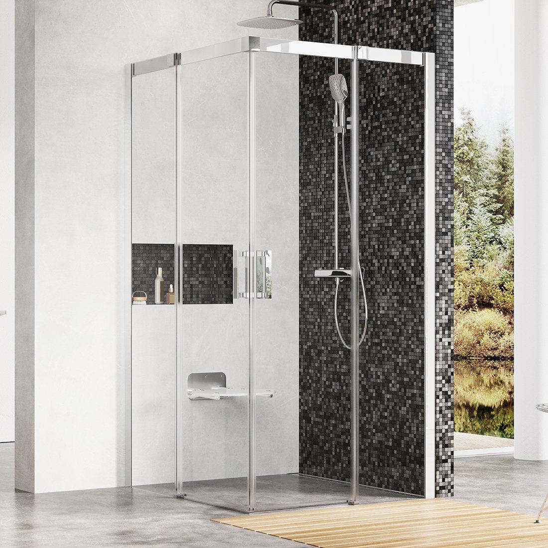 Душова кабіна квадратна MSRV4-100-100 Transparent, (1WVAAC00Z1) RAVAK - Зображення