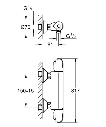 Змішувач для душу Grohtherm 1000 New (34143003), Grohe - Зображення 1c66f-3414-3.jpg