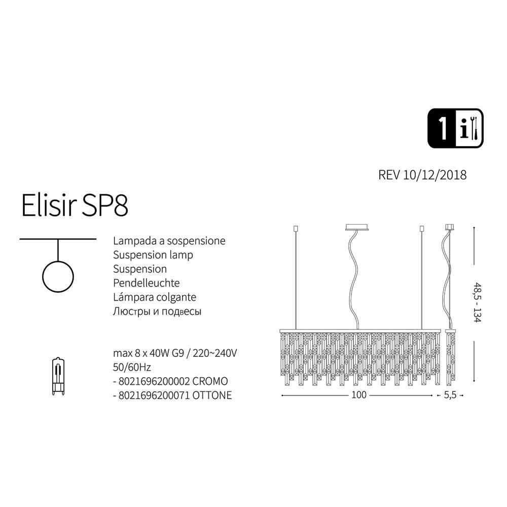 Світильник ELISIR SP8 OTTONE (200071), IDEAL LUX - Зображення 200002-.jpg