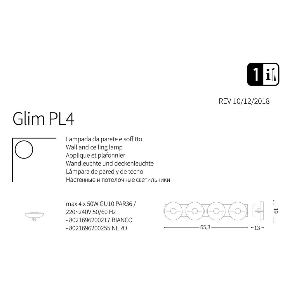 Спот GLIM PL4 BIANCO (200217), IDEAL LUX - Зображення 200217_.jpg