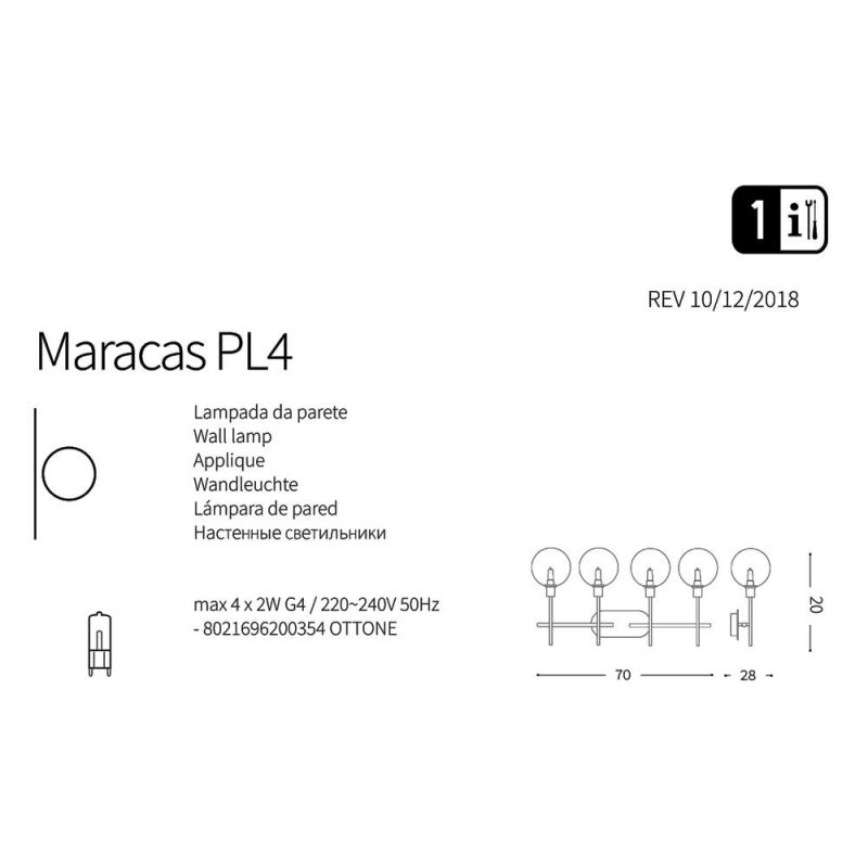Спот MARACAS PL4 (200354), IDEAL LUX - Зображення 200354-1.jpg