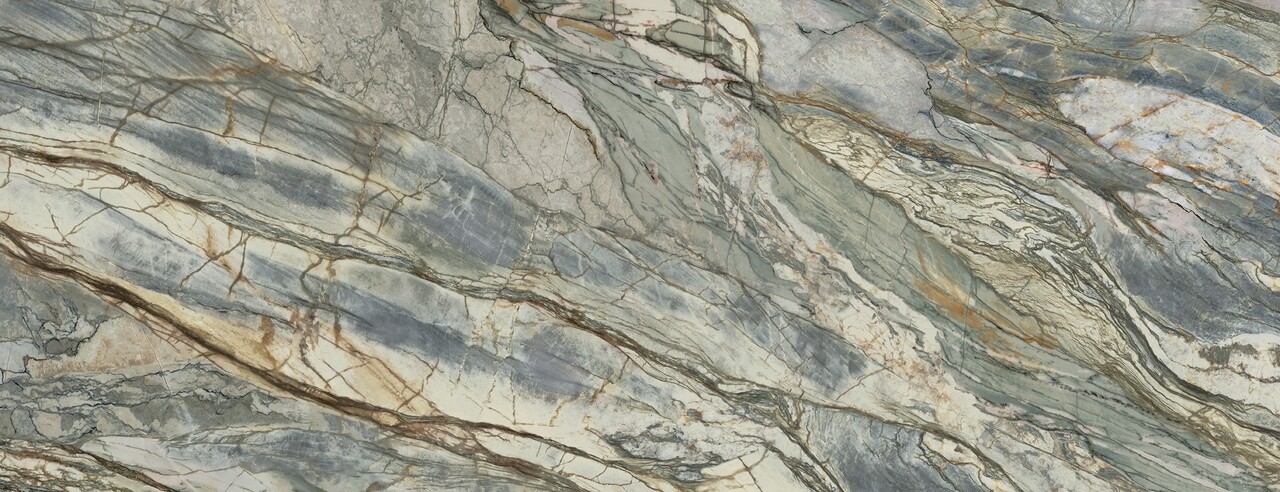 Плитка керамогранитная Abstract Tri-D Green Spiek Kwarc SOFT 1600x3200x12 Paradyz - Зображення