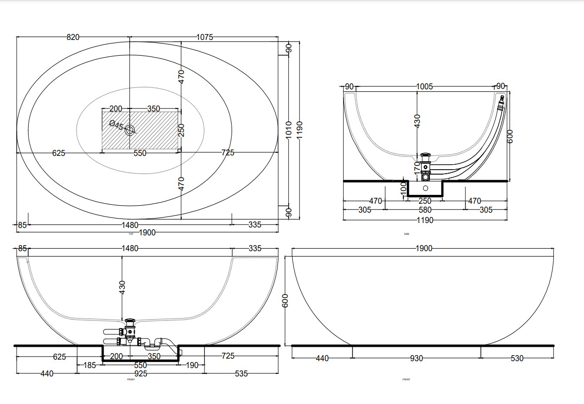 Ванна Le Giare 190×119 bianco, CIELO - Зображення 201274-e9046.jpg