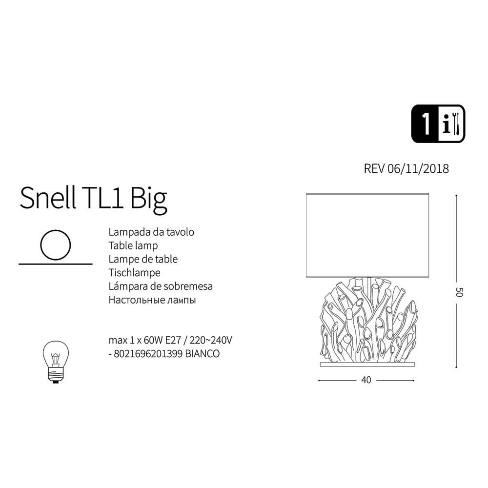 Настольная лампа SNELL TL1 BIG (201399), IDEAL LUX - Зображення 201399-1.jpg