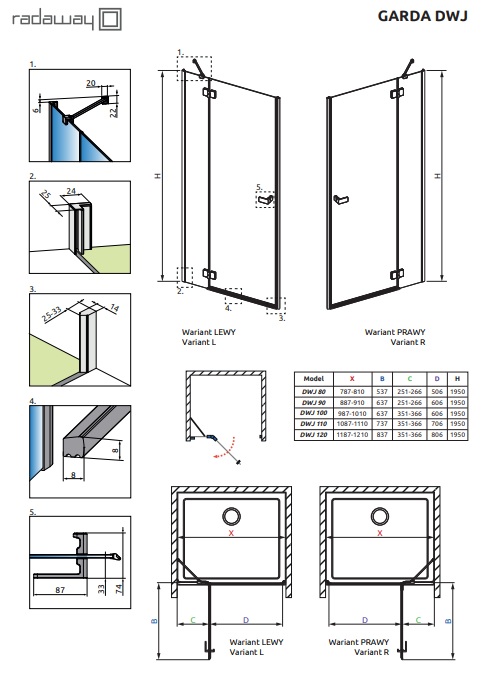 Душевые двери Garda Chrome DWJ 100 левые RADAWAY - Зображення 202868692-34c9f.jpg