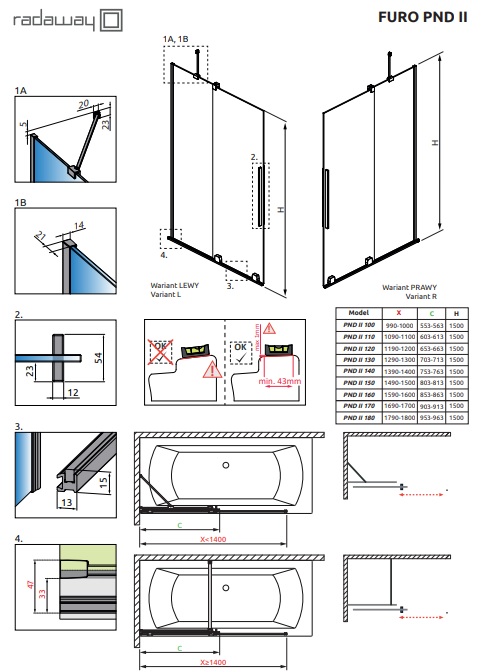 Шторка для ванни Furo Brushed Nickel PND II 1000 L RADAWAY - Зображення 203484815-cda33.jpg