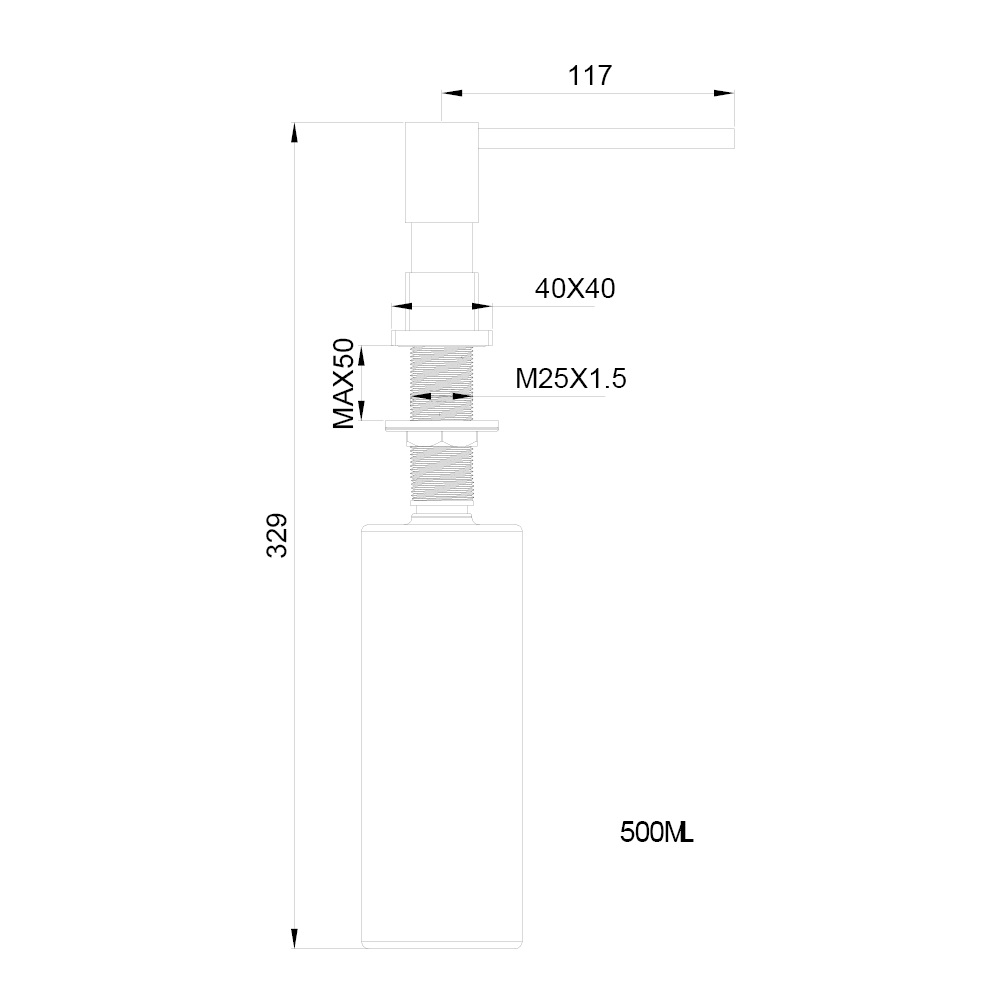 Дозатор для жидких моющих средств 500 мл черный matt 040175BM EMPORIA - Зображення 203864638-cf39f.jpg