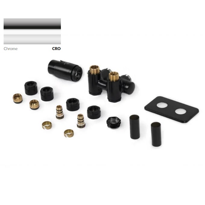 Набір вентилів трьохосьовий термостатичний лівий хром Integra Duo All in One Terma - Зображення