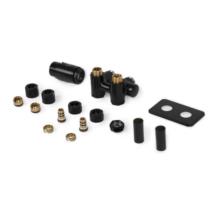 Набір вентилів трьохосьовий термостатичний правий 9005 soft Integra Duo All in One Terma - Зображення