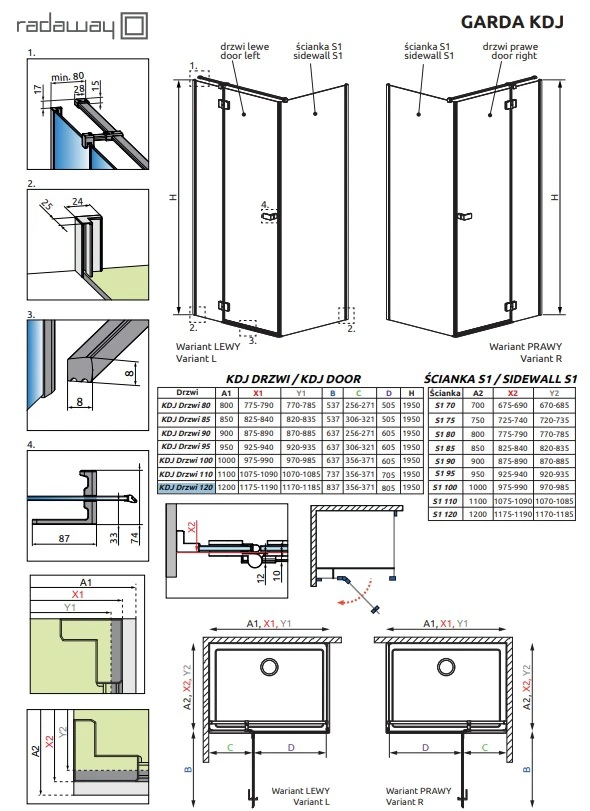Душевые двери Garda Brushed Gold KDJ 120 левые RADAWAY - Зображення 205548425-34c9f.jpg