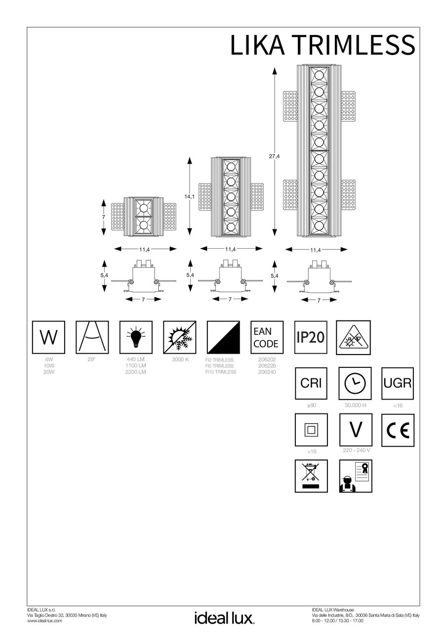 Точечный светильник LIKA 04W TRIMLESS (206202), IDEAL LUX - Зображення 206202_IS.jpg