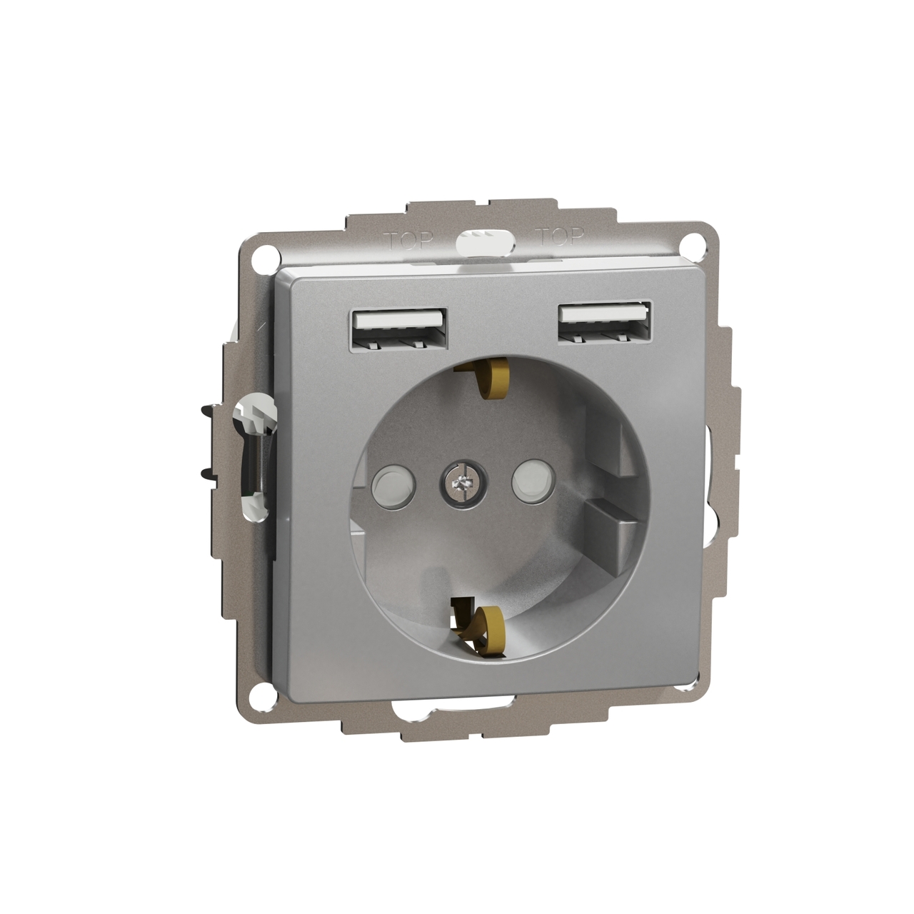 Розетка з заземленням +USB Алюміній Sedna Design & Elements (SDD113052), Schneider Electric - Зображення