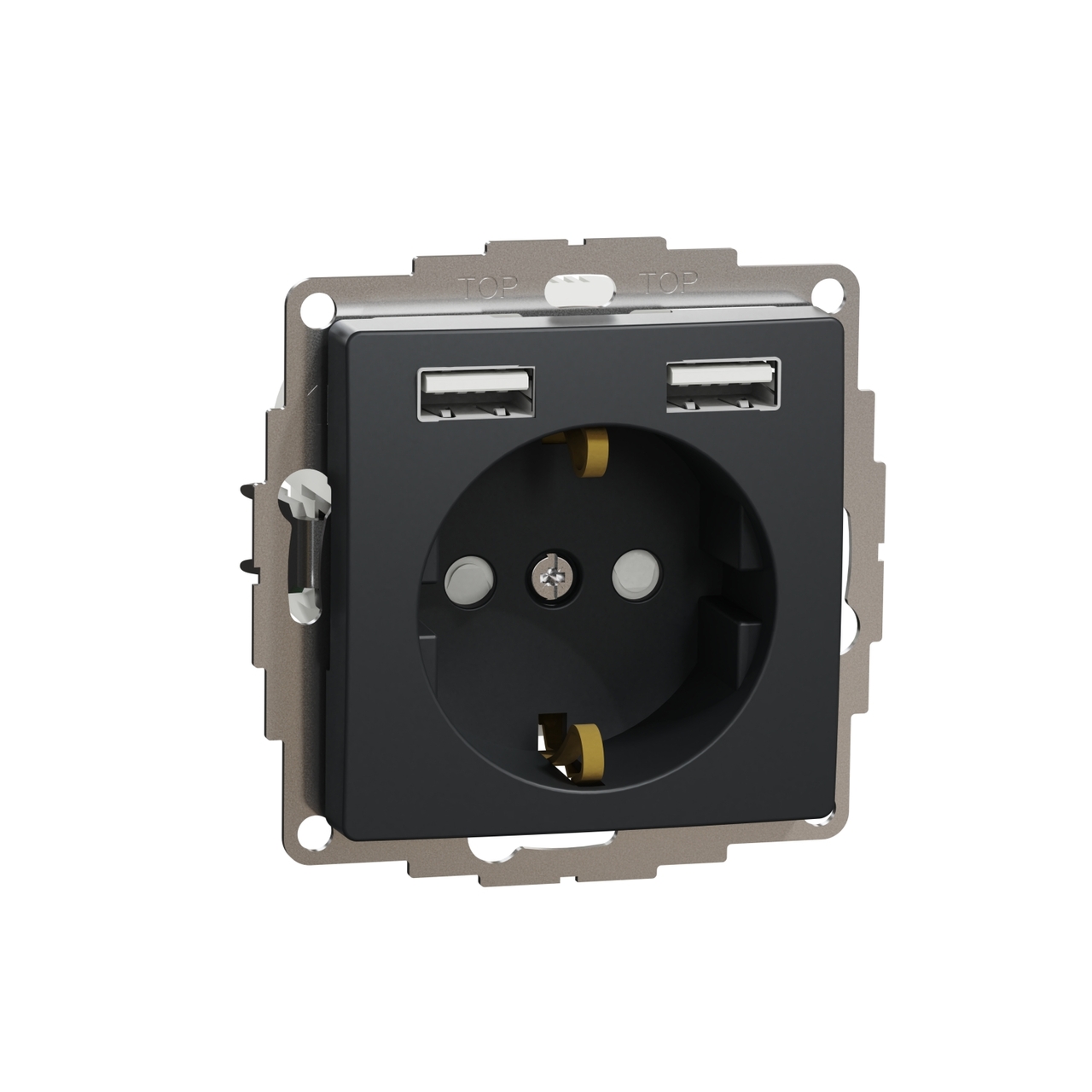 Розетка з заземленням +USB Чорний Sedna Design & Elements (SDD114052), Schneider Electric - Зображення