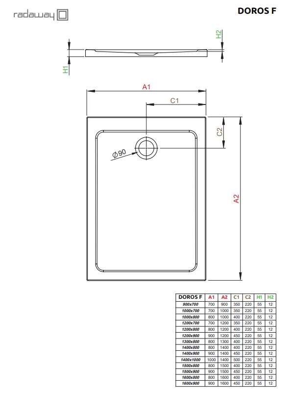 Душевой поддон Doros F 130x80 White RADAWAY - Зображення 206225746-ea335.jpg