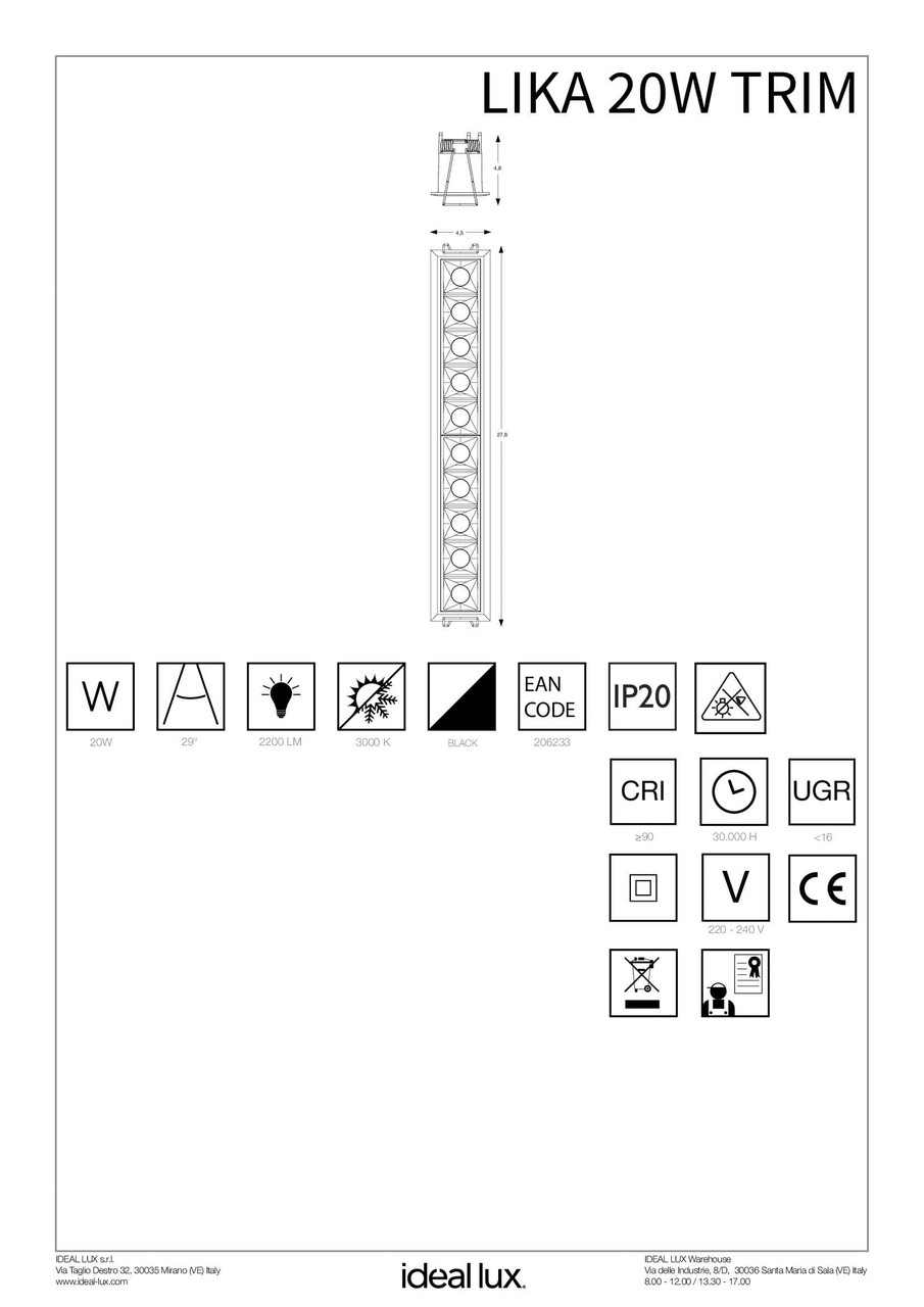 Точковий світильник LIKA 20W TRIM (206233), IDEAL LUX - Зображення 206233_IS.jpg