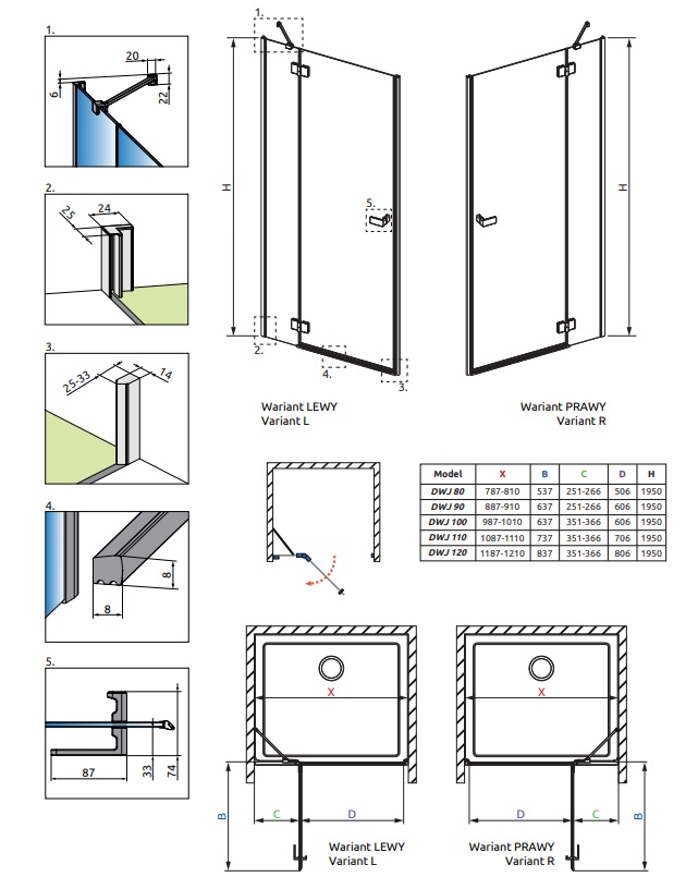 Душові двері Garda Chrome DWJ 900 праві RADAWAY - Зображення 206890901-d0870.jpg