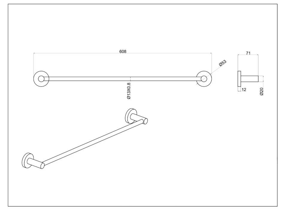 Тримач для рушників 600 мм золотий брашований 5060GN EMPORIA - Зображення 207144714-32dbf.jpg