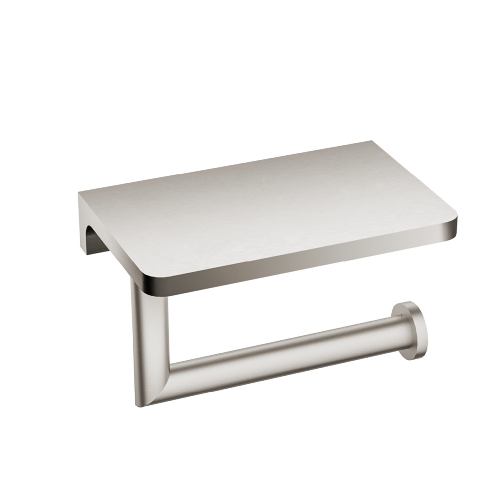 Тримач для туалетного паперу з поличкою нікель брашований 5090N EMPORIA - Зображення