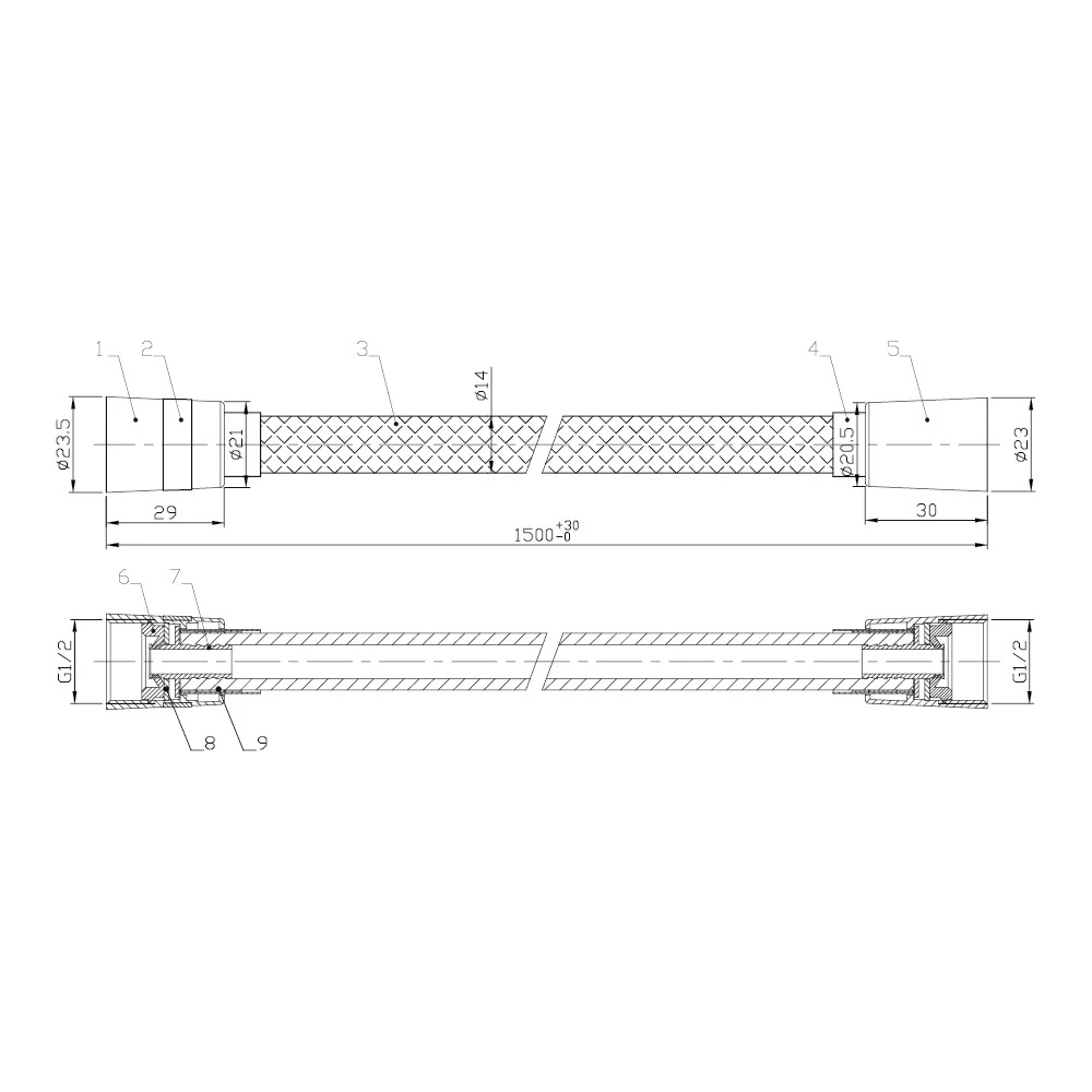 Душовий шланг 1500 мм мідь брашована 0401001BRG EMPORIA - Зображення 207145002-208ac.jpg