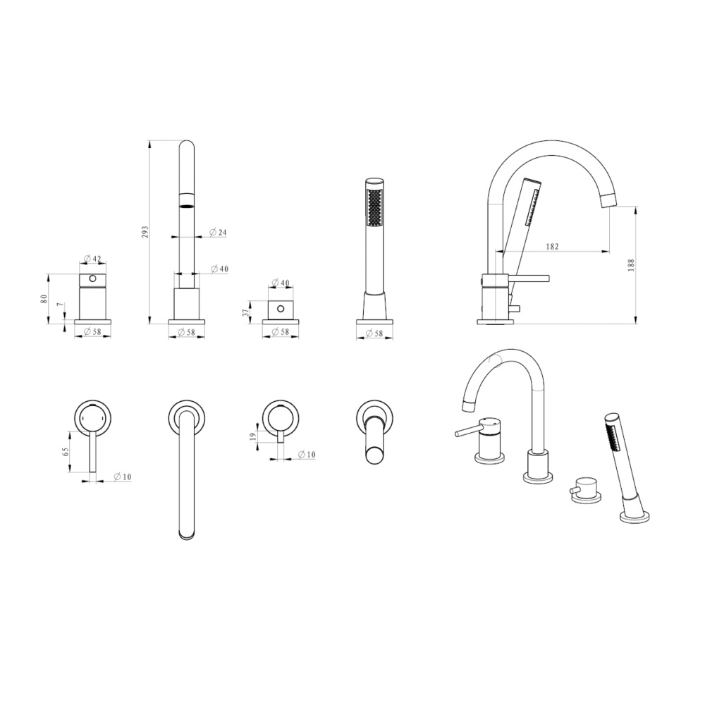 Смеситель для ванны FLY золотой брашированный 03033GN EMPORIA - Зображення 207543243-df770.jpg
