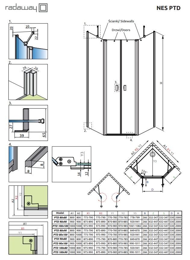 Душові двері NES Brushed Copper PTD RADAWAY - Зображення 210409270-dd25a.jpg