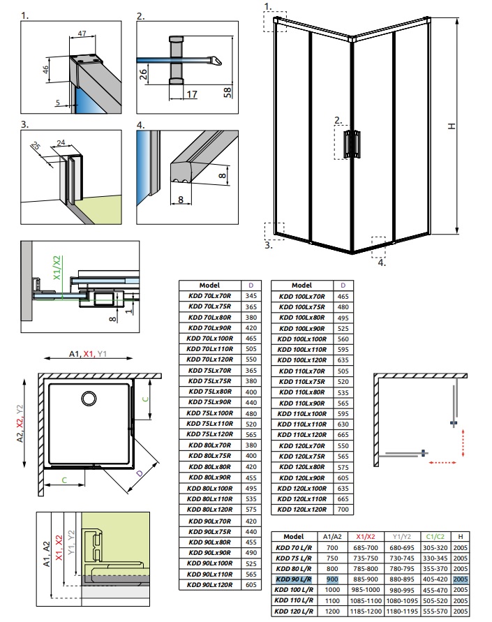 Душова кабіна (половина) Idea 6 Brushed Gold KDD 90 права RADAWAY - Зображення 210409271-a80a2.jpg