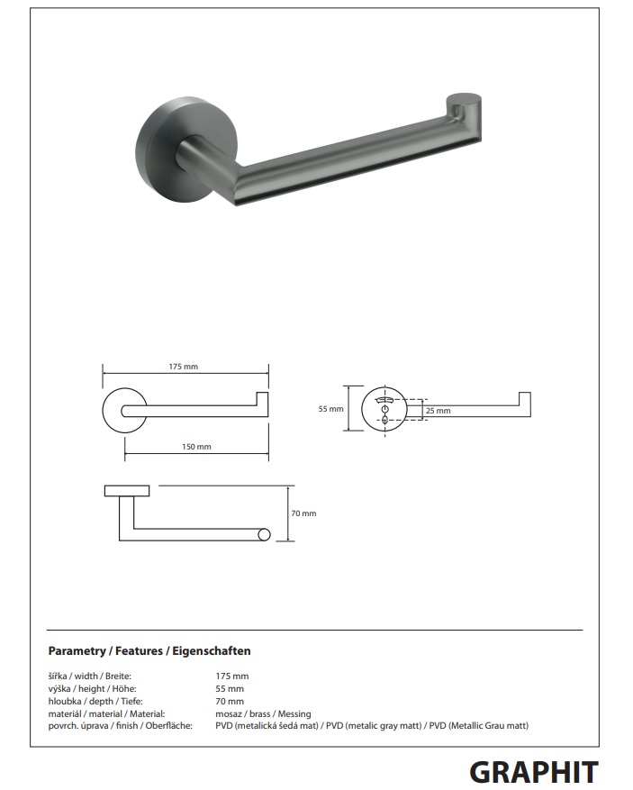 Тримач для туалетного паперу Graphit 156212032 Bemeta - Зображення 210537824-b385f.jpg