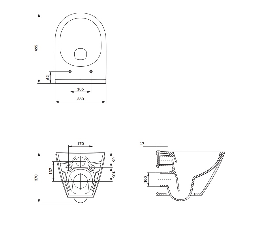 Унітаз підвісний СЕТ C951 Intro Pro Oval Tornado з кришкою soft-close SZCZ1004020001 Cersanit - Зображення 210667038-838fa.jpg