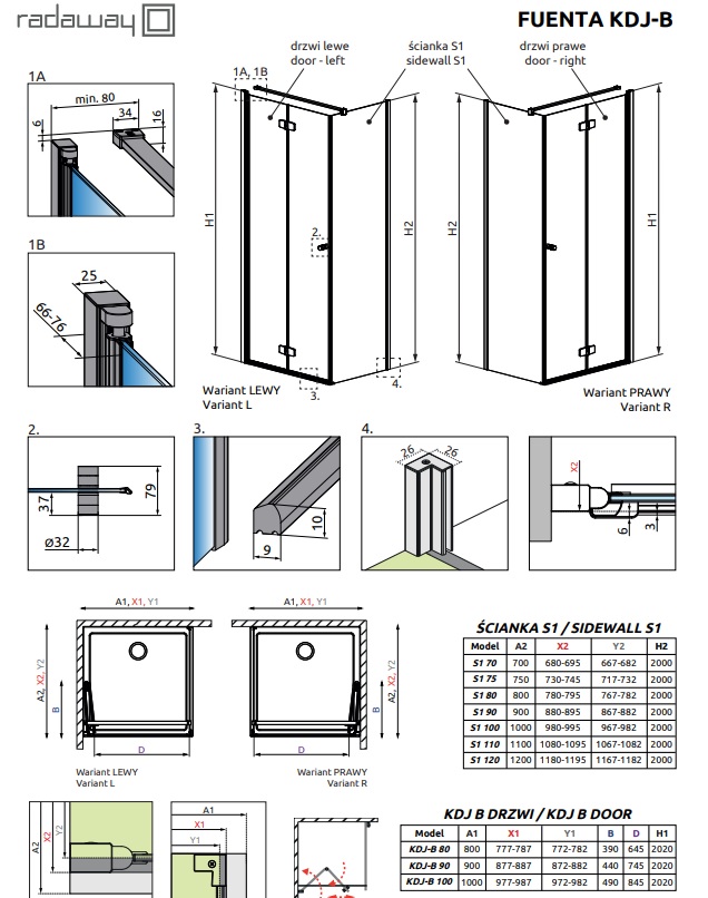 Душові двері Fuenta Chrome KDJ B 90L RADAWAY - Зображення 211225018-35e72.jpg