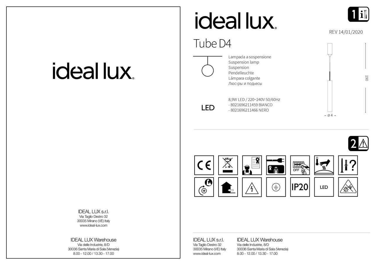 Люстра TUBE D4 BIANCO (211459), IDEAL LUX - Зображення 211459_IS.jpg