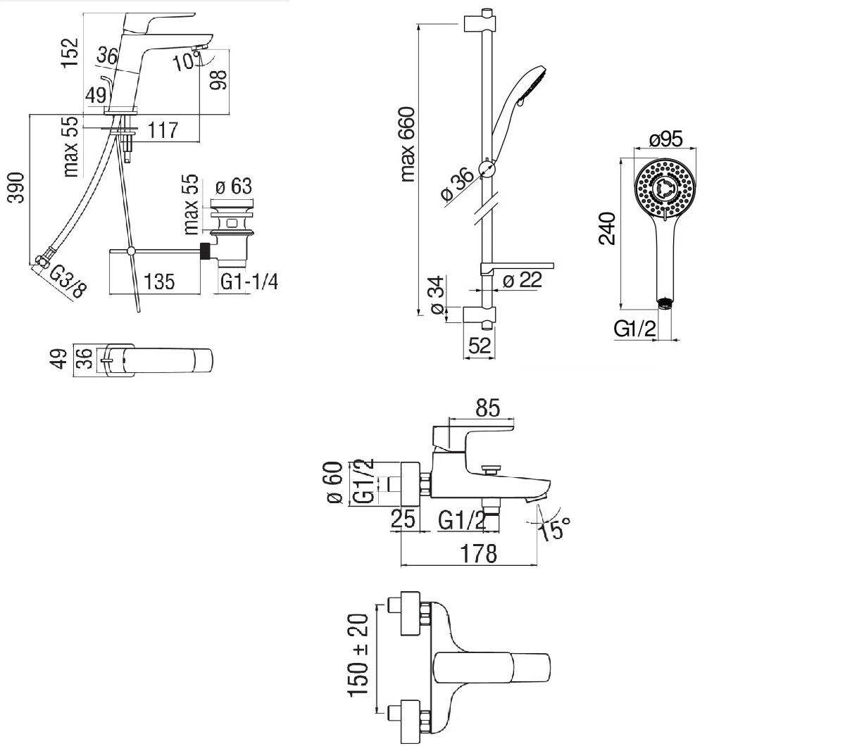 Набір змішувачів для ванни 3 в 1 Acquaviva 2000983917324 Nobili - Зображення 211902385-a8d7c.jpg