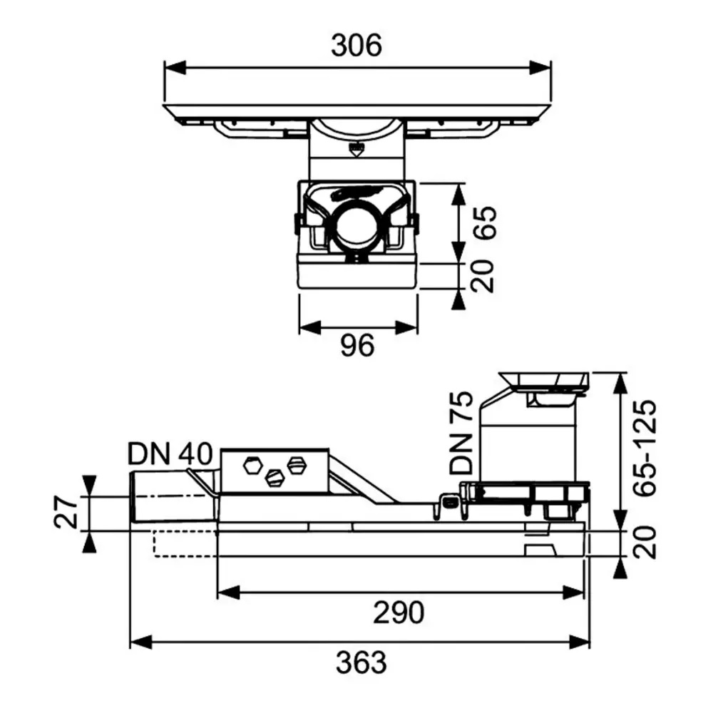 Сифон TECEDrainway DN 40 горизонтальний 693020 Tece - Зображення 211985227-27ebe.jpg