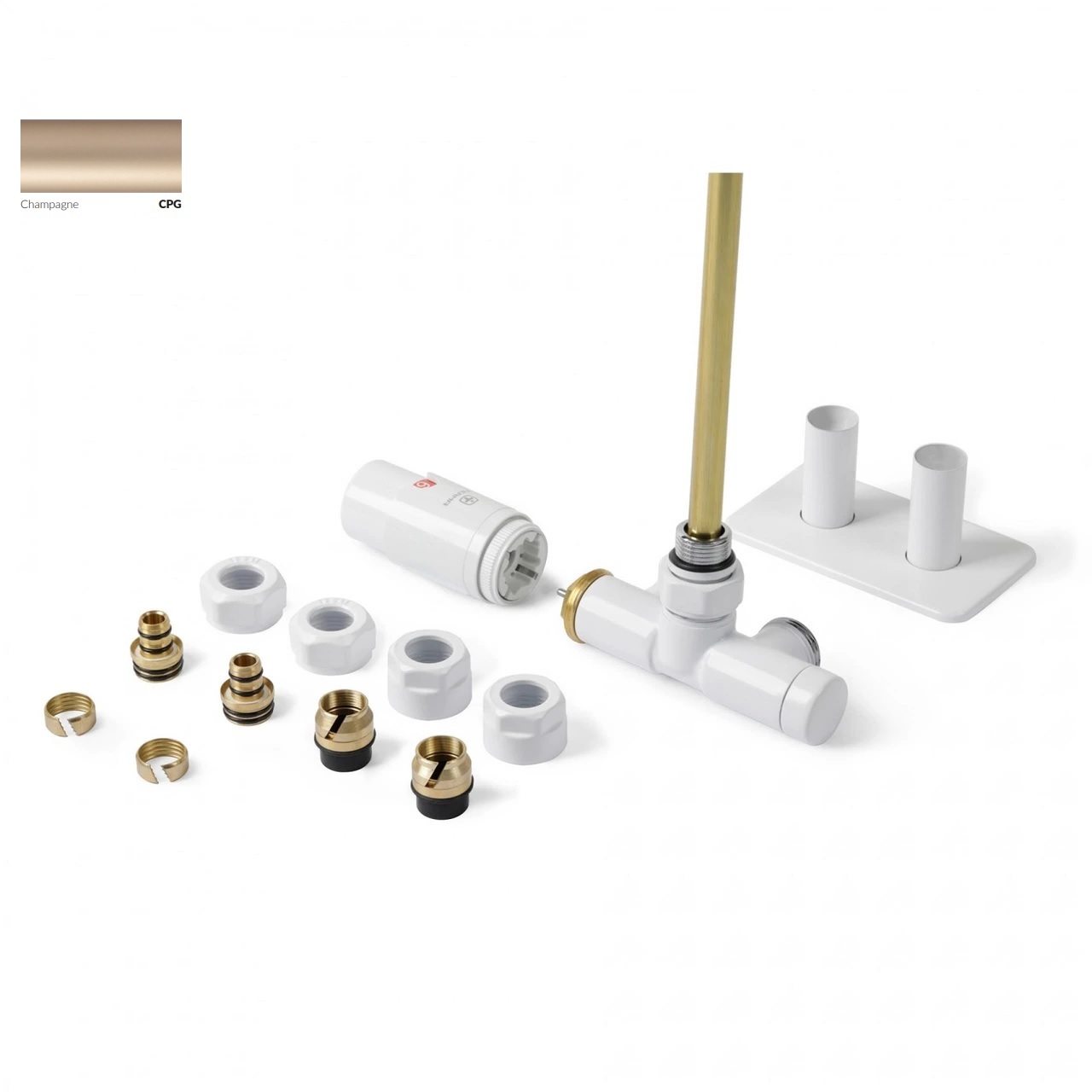 Набір вентилів інтегрований термостатичний лівий Ral Champagne Unico All in One Terma - Зображення 212523217-89b49.jpg