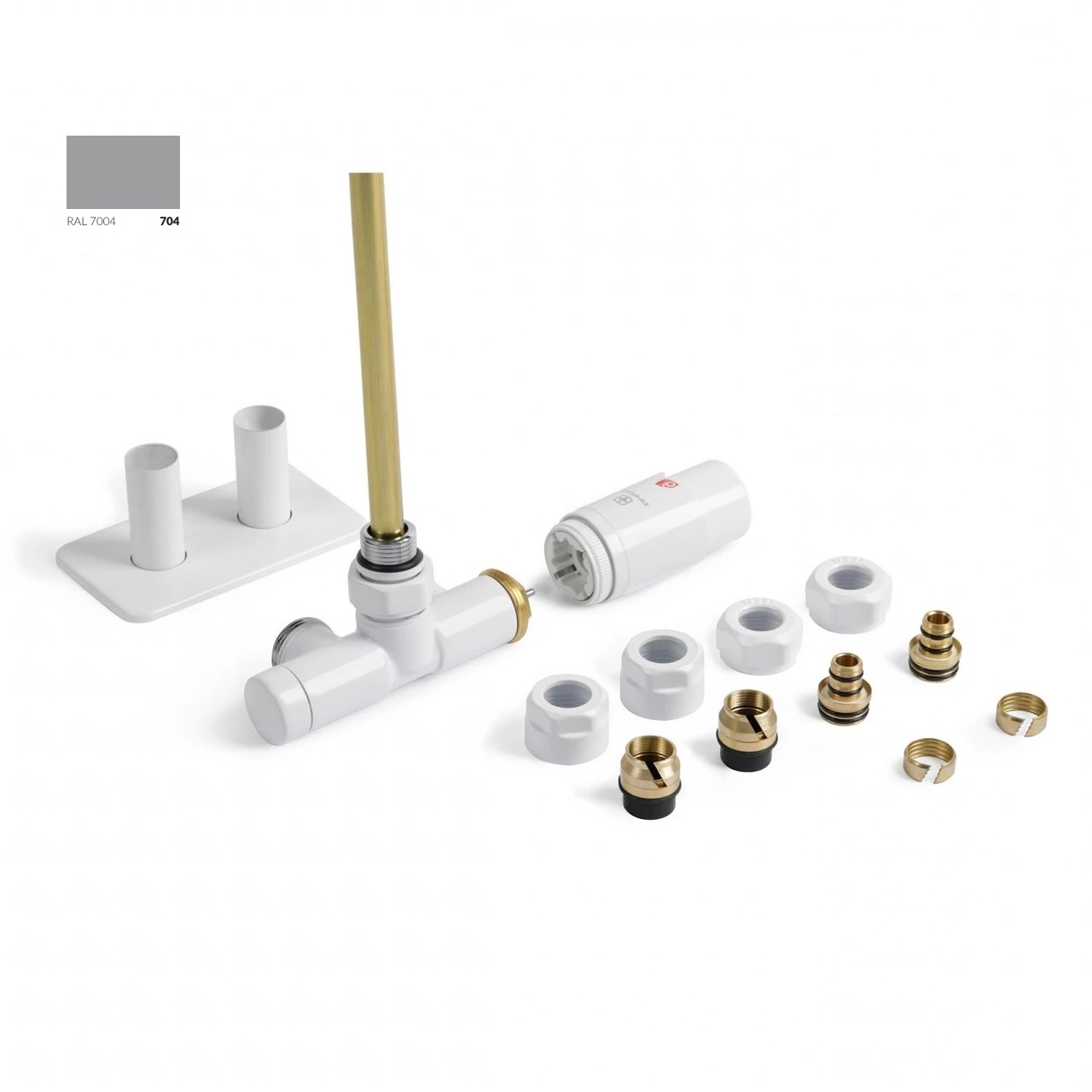 Набір вентилів інтегрований термостатичний правий Ral 7004 Unico All in One Terma - Зображення