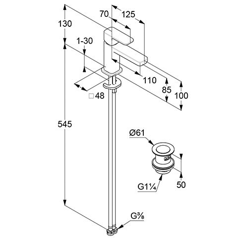 Змішувач для умивальника Renon 85 DN 15 42266N275 Brushed Gunmetal Kludi - Зображення 213588565-9d580.jpg