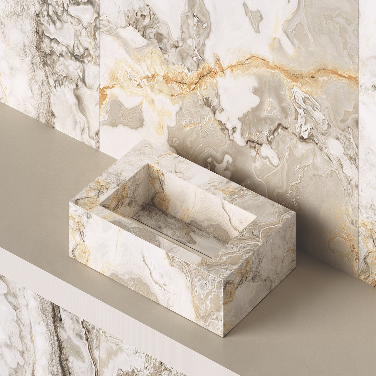 Умивальник керамогранітний зі скошеною чашею SGWTO 700 накладний Котто Кераміка - Зображення