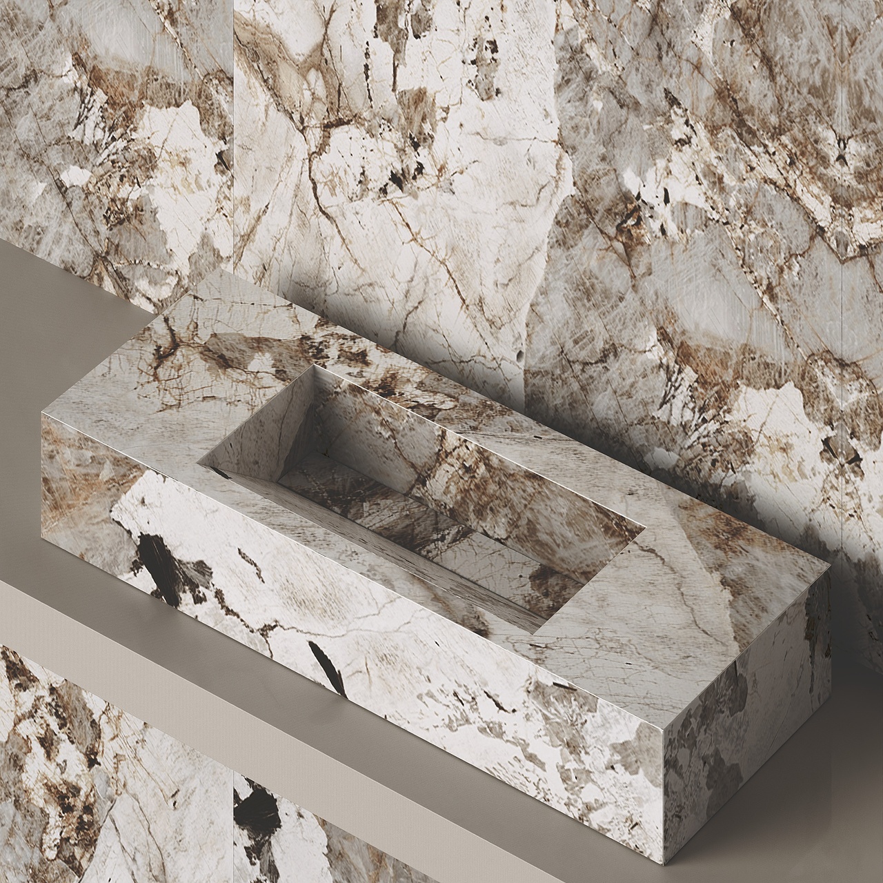 Умивальник керамогранітний зі скошеною чашею SGWTO 1200 накладний Котто Кераміка - Зображення