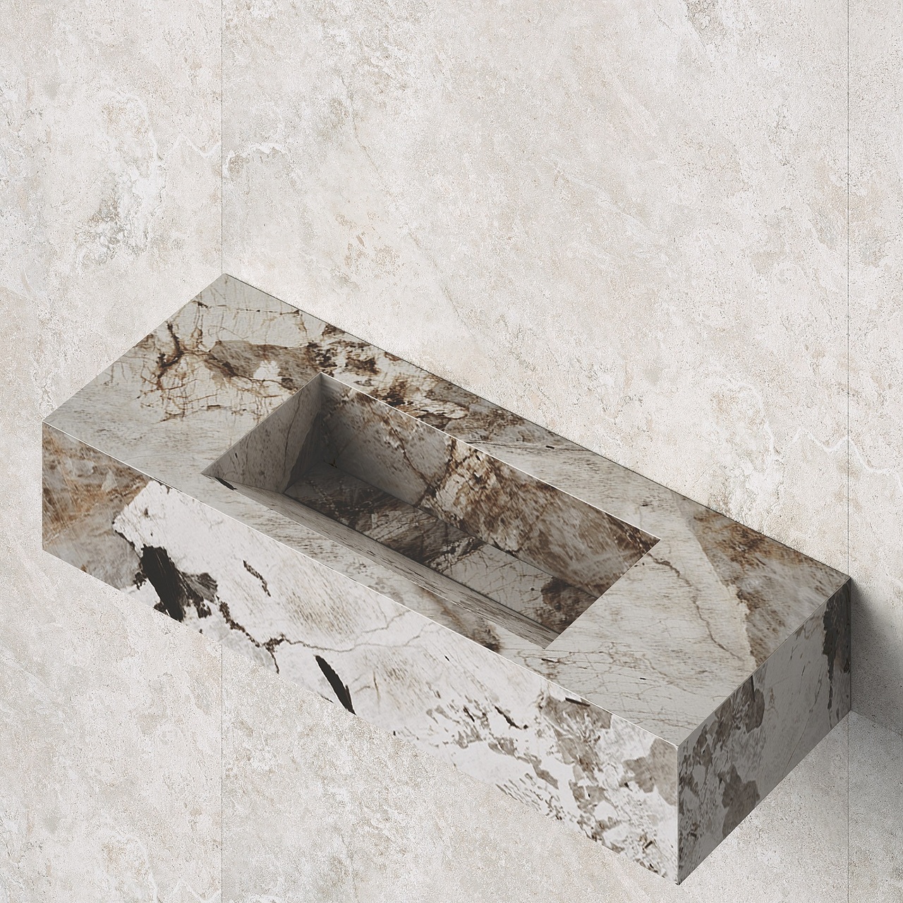 Умивальник керамогранітний зі скошеною чашею SGWHTO 1200 підвісний Котто Кераміка - Зображення