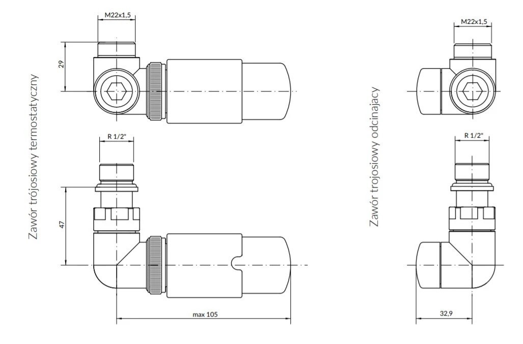 Набір вентилів трьохосьовий термостатичний лівий чорний мат Vision All in One Terma - Зображення 21398013-883ac.jpg