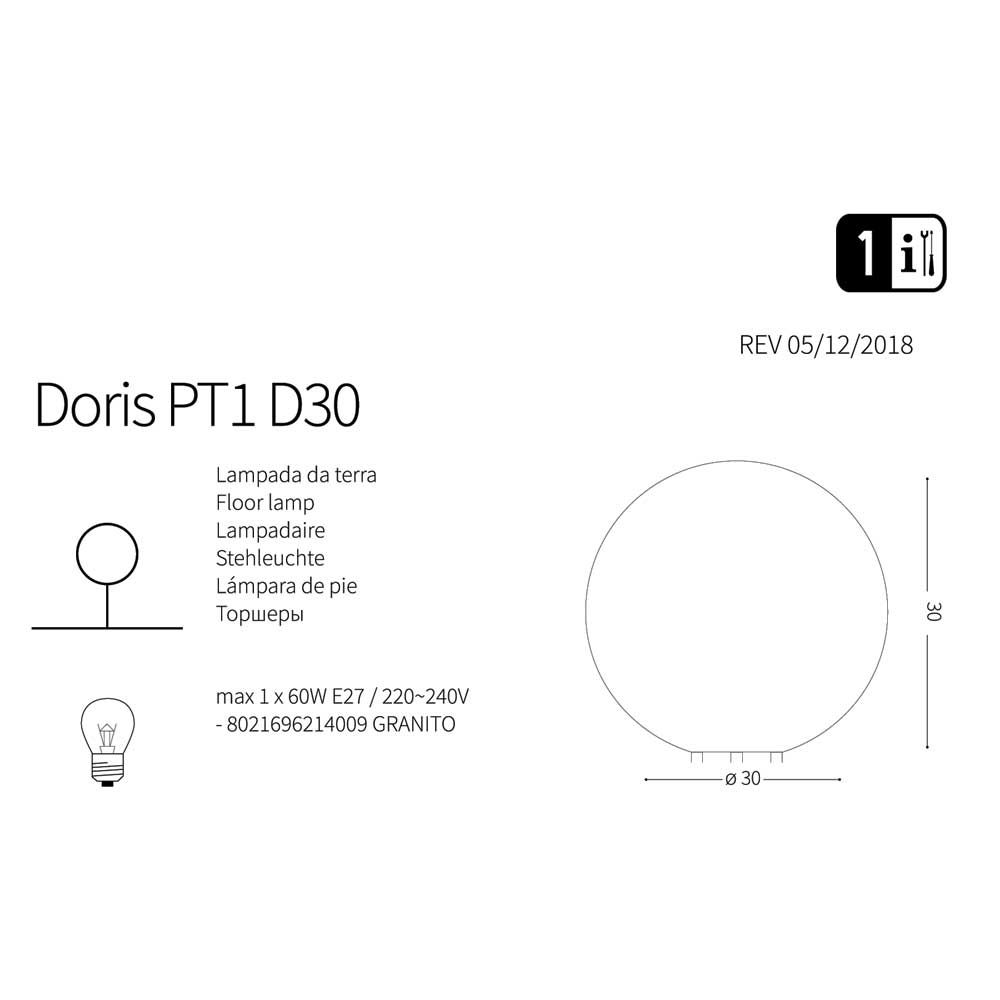 Світильник вуличний DORIS PT1 D30 (214009), IDEAL LUX - Зображення 214009-1.jpg