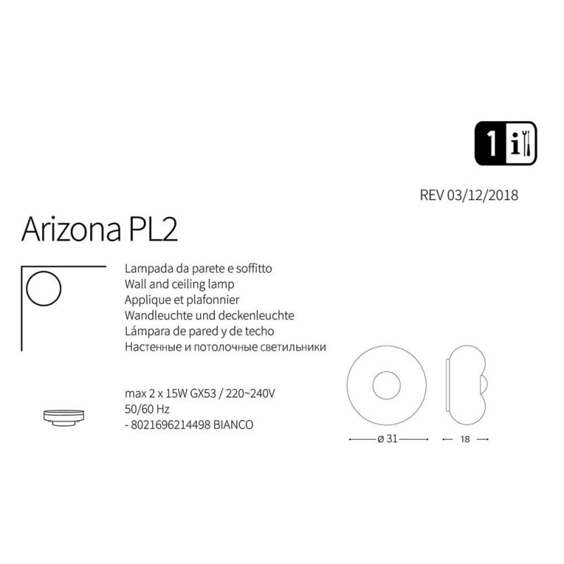 Світильник ARIZONA PL2 (214498), IDEAL LUX - Зображення 214498-.jpg