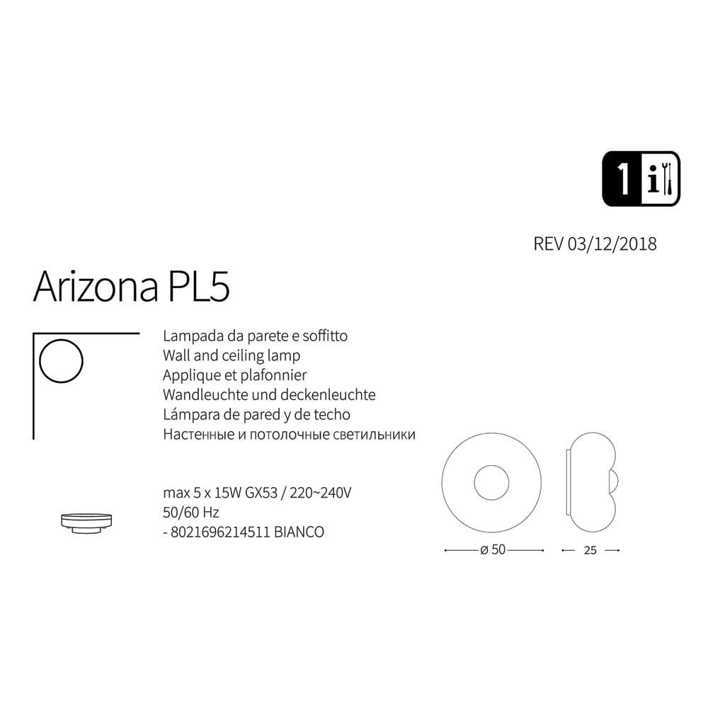 Світильник ARIZONA PL5 (214511), IDEAL LUX - Зображення 214511-.jpg